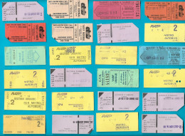 Lot De 33 Tickets De Transport- Métro -SNCF-Autobus-RATP-Inter Régional (recto Verso) - Autres & Non Classés