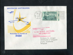 "USA" 1958, Lufthansa-Erstflugbrief "New York-Bruessel" (80029) - 2c. 1941-1960 Cartas & Documentos