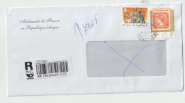 7562 Lettre Cover 2023 CESKA REPUBLIKA REPUBLIQUE TCHEQUE RECOMMANDE REGISTERED NPAI RTS RETURN TO SENDER - Brieven En Documenten