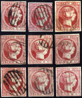 ESPAGNE / ESPANA / SPAIN 1853 Ed.17/17a 6c Rosa O Rosa Carminado - 9 Copias - Usados - Used Stamps