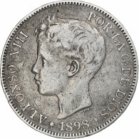 Espagne, Alfonso XIII, 5 Pesetas, 1898, Madrid, Argent, TB+, KM:707 - Premières Frappes