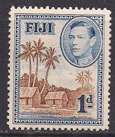 Fiji 1938-55 KGV1 1d Native Village MLH SG 250 ( M1347 ) - Fidschi-Inseln (...-1970)