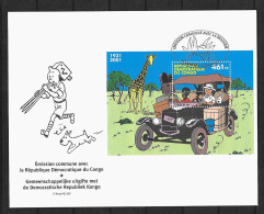 2001 Joint / Commune Belgium And Congo, BOTH FDC'S WITH SOUVENIR SHEET: Tintin In Congo - Joint Issues