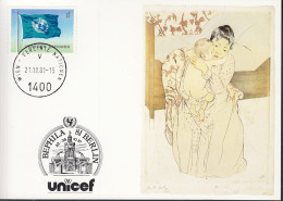 UNO NEW YORK  UNICEF-Kunstkarte, Mutterliebe Von Mary Cassatt, Aussellungskarte BEPHILA Berlin, St: 21.10.1981 - Briefe U. Dokumente
