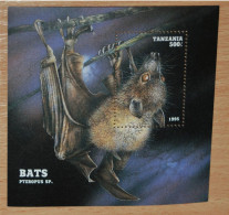 TANZANIA 1995, Bats, Animals, Fauna, Mi #B286, Souvenir Sheet, MNH** - Pipistrelli