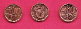 SOUTH AFRICA , 2016, 3 Fine Used Coins,10 Cents, My Scannr. C2128B - South Africa