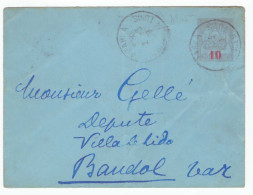 Tunisie Lettre Entier Postal Surchargé Cachet 1909 - Briefe U. Dokumente