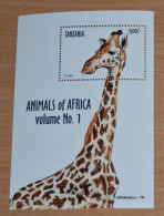 TANZANIA, Giraffe, Animals, Fauna, Souvenir Sheet, MNH** - Jirafas