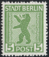 Germany 1945 Stadt Berlin 5 Pf Plateflaw Mi A VIII MNH Certified Ströh BPP - Punkt In "A" Von Stadt, Retouched Network R - Berlin & Brandebourg