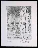 EX LIBRIS INCISIONE RUDOLF KOCH Per PAUL G BECKER L27b-F01 AKT NUDO NUMERATO 33/75 - Ex-libris