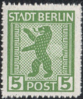 Germany 1945 Stadt Berlin 5 Pf Plateflaw Mi B VIII MNH Certified Ströh BPP - Punkt In "A" Von Stadt, Retouched Network R - Berlijn & Brandenburg