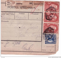 Jugoslavia -  Bollettino Di Pacchi Dal Zaostrog Per Han Dalmatinski Del 1921 - Lettres & Documents