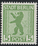 Germany 1945 Stadt Berlin 5 Pf Plateflaw Mi A VIII MNH Certified Ströh BPP - Punkt In "A" Von Stadt, Retouched Network 3 - Berlin & Brandebourg