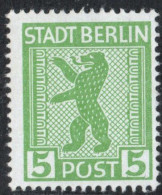 Germany 1945 Stadt Berlin 5 Pf Plateflaw Mi A XII MNH Certified Ströh BPP "O" In Post Open, Right Rectangular Defect - Berlijn & Brandenburg