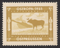 DEAR Kurische Nehrung - Ostropa Königsberg 1935 Germany East Prussia LABEL CINDERELLA VIGNETTE Philatelic Exhibition - Wild