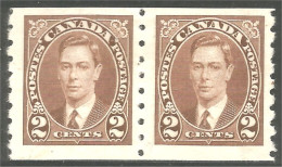 951 Canada 1937 #239 Roi King George VI 2c Brown Brun Roulette Coil PAIR MH * Neuf CV $15.00 VF (446) - Nuovi