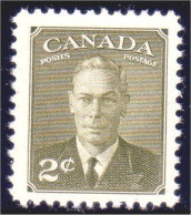 951 Canada 1951 George VI POSTES-POSTAGE 2c Vert Olive Green MNH ** Neuf SC (169) - Ongebruikt