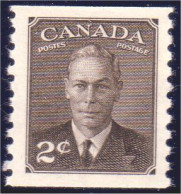 951 Canada 1950 George VI POSTES-POSTAGE 2c Sepia Coil Roulette MNH ** Neuf SC (163) - Nuevos