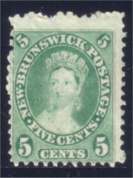 New Brunswick 1860 Queen Victoria 5c Yellow Green Jaune Vert VF TB MH No Gum Neuf Sans Gomme (XCNB-17) - Nuovi