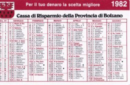 Calendarietto - Cassa Di Risparmio Della Provincia Di Bolzano - Anno 1982 - Petit Format : 1981-90