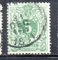 BELGIQUE BELGIE BELGIO BELGIUM 1884 1885 NUMERAL LEON 5c USED OBLITERE' USATO - 1869-1888 Lion Couché (Liegender Löwe)