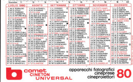 Calendarietto - Coment Cineton Universal - Anno 1980 - Kleinformat : 1971-80