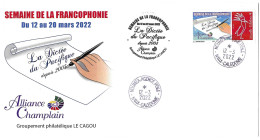 NOUVELLE CALEDONIE (New Caledonia)- Enveloppe Club Cagou -2022- Semaine Francophonie Alliance Champlain - Storia Postale