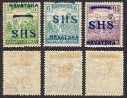 1918 SHS Yugoslavia Croatia - Hungary Harvester OVERPRINT LOT - MH 5 F /  6 F / 15 F - Nuevos