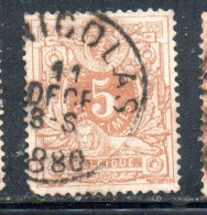 BELGIQUE BELGIE BELGIO BELGIUM 1881 NUMERAL LEON 5c USED OBLITERE' USATO - 1869-1888 Lying Lion