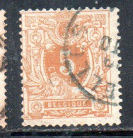 BELGIQUE BELGIE BELGIO BELGIUM 1881 NUMERAL LEON 5c USED OBLITERE' USATO - 1869-1888 Lion Couché (Liegender Löwe)