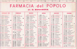 Calendarietto - Farmacia Del Popolo - Dr.g.bonasera - Anno 1981 - Petit Format : 1981-90