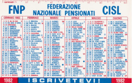 Calendarietto - Federazione Nazionale Pensionati - Fnp-cisl - Anno 1982 - Petit Format : 1981-90