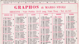 Calendarietto - Graphos Di Mario Stoli - Siracusa - Anno 1982 - Petit Format : 1981-90