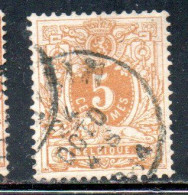 BELGIQUE BELGIE BELGIO BELGIUM 1881 NUMERAL LEON 5c USED OBLITERE' USATO - 1869-1888 Lying Lion