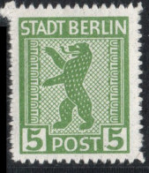 Germany 1945 Stadt Berlin 5 Pf Plateflaw Mi B XVIII MNH Certified Ströh BPP Point In Right Rectangular Corner - Berlijn & Brandenburg