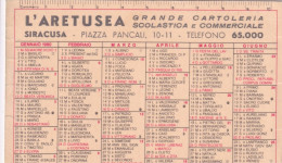Calendarietto - L'aretusea - Grande Cartleria Scolastica E Commerciale- Siracusa - Anno 1980 - Formato Piccolo : 1971-80
