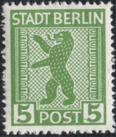 Germany 1945 Stadt Berlin 5 Pf Plateflaw Mi A XVIII MNH Certified Ströh BPP Point In Right Rectangular Corner - Berlín & Brandenburgo