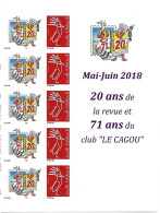 NOUVELLE CALEDONIE (New Caledonia)- Bord De Feuille De Timbres Personnalisés - Club Cagou - 2018 - 71 Ans - Unused Stamps
