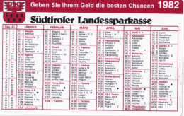 Calendarietto - Sudtiroler Landessparkasse - Anno 1982 - Petit Format : 1981-90