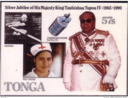 TONGA Cromalin Proof 1990  - Shows Rowing Satellite Red Cross Nurse - 5 Exist - Tonga (1970-...)