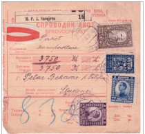 Jugoslavia -  Bollettino Di Pacchi Dal M.P.A. Sarajevo Per Studenci 1921 - Storia Postale