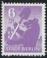 Germany 1945 Stadt Berlin 6 Pf Plateflaw Mi VII MNH Certified Ströh BPP Wit Spot In Ruin - Berlín & Brandenburgo