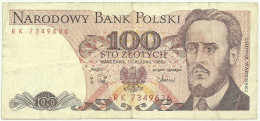 POLAND - 100 Zlotych - 1988 - Pick 143.e - Série RK - Narodowy Bank Polski - Poland