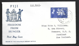 Fiji 1963 2/- Freedom From Hunger FFH Single First Day Cover FDC Illustrated Addressed - Fidji (...-1970)