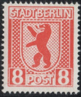 Germany 1945 Stadt Berlin 8 Pf Plateflaw Mi II MNH Certified Ströh BPP "B" In Berlin With Scratch - Berlin & Brandenburg