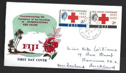 Fiji 1963 Red Cross Set Of 2 On First Day Cover FDC Illustrated Addressed - Fidji (...-1970)