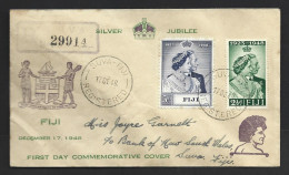 Fiji 1948 Royal Siver Wedding RSW Set Of 2 On Registered First Day Cover FDC Illustrated Addressed - Fiji (...-1970)