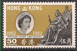 Hong Kong 1962 QE2 50c Postage Cent. SG 195 MLH ( G1319 ) - Unused Stamps