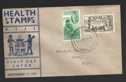 Fiji 1951 Health & Sport Charity Set Of 2 On First Day Cover FDC Illustrated Addressed - Fiji (...-1970)