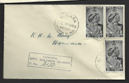 British Solomon Islands 1953 2d QEII Coronation X 3 On Clean Registered Plain First Day Cover FDC - Salomonen (...-1978)